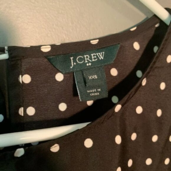 J. Crew Printed Scoop Neck Blouse Polka Dots Black - Picture 6 of 9